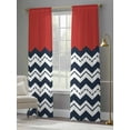thumbnail image 4 of Black Chevron Sheer Curtains for Living Room Bedroom Geometric Navy Blue White Sea Wavy Striped Sheer Curtains 84 Inch Long 2 Panels Set Light Filtering Curtain Window Treatments Drapes, 4 of 6