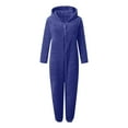 thumbnail image 5 of QATAINLAV Sherpa Jumpsuits for Women Fuzzy Onesies Pajamas Long Sleeve Adult Cat Ears Hooded Rompers Sleepwear Warm Plush One Piece Pants Birthday Gifts Blue L, 5 of 7