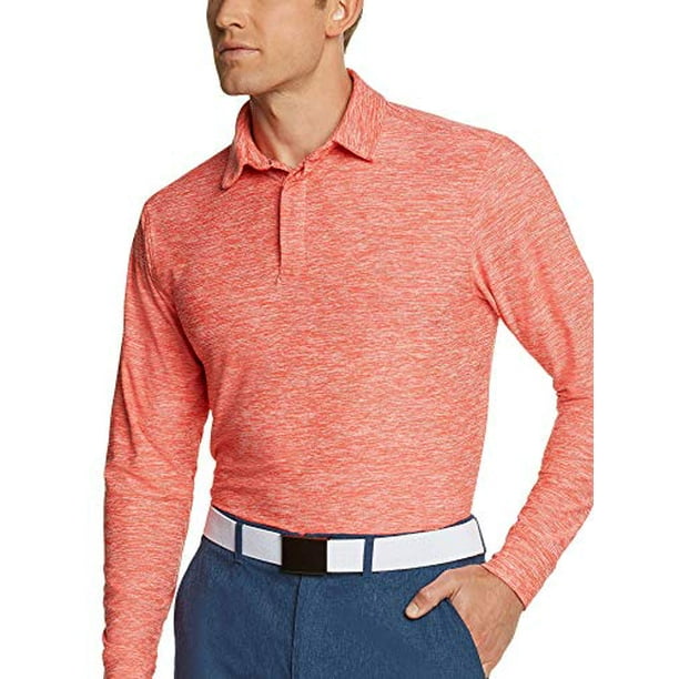 Three Sixty Six Men's Dry Fit Long Sleeve Polo Golf Shirt, Moisture Wicking, UPF 30 and 4 Way