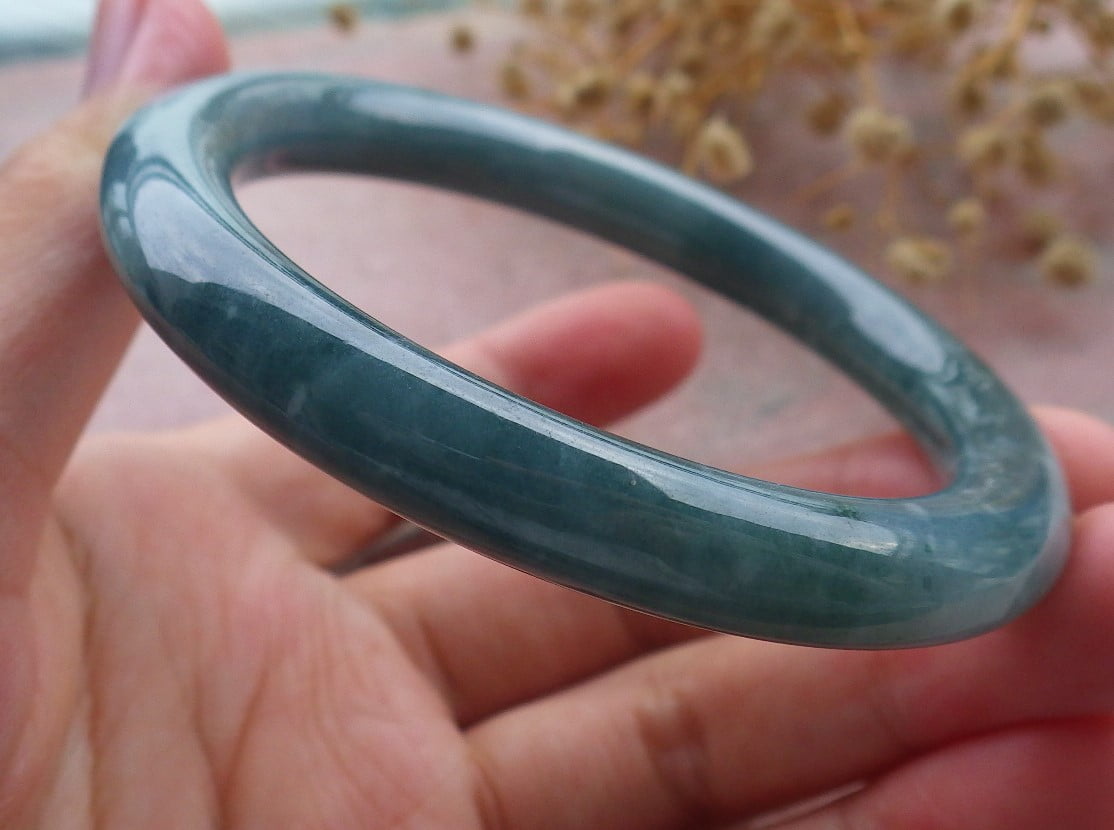 Icy Green Natural A JADE Jadeite Circle Bangle Bracelet 55 mm 680131 TN