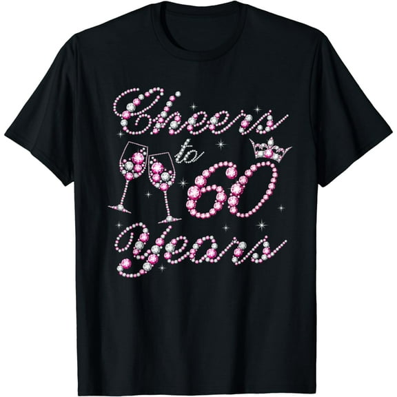 Cheers To 60 Years 1962 60th Birthday Queen Pink Diamond T-Shirt