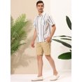 thumbnail image 4 of Lars Amadeus Camisas a rayas de verano para hombre, manga corta, casual, con botones, camisa de playa hawaiana Blanco azul M, 4 of 6