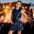 thumbnail image 2 of Teen Boys' 2 Piece Outfits Sleeveless Solid Color Sequin Sparkly Vest Jazz Dance Performance And Pants Summer Outfit Set for Boys Size 14-15T, 2 of 6
