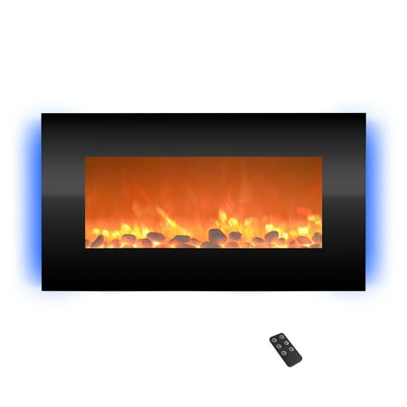 Northwest 30.5-inch Electric Fireplace with Remote Control and Adjustable Heat, Black