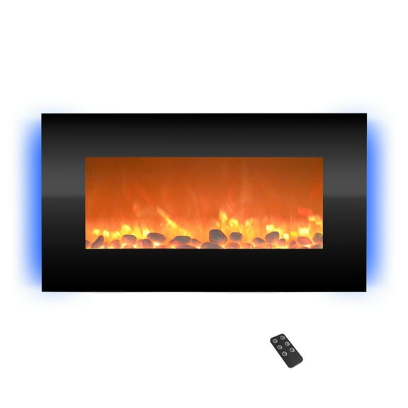 Northwest 30-inch Wall Mounted Electric Fireplace with Backlight (Black)