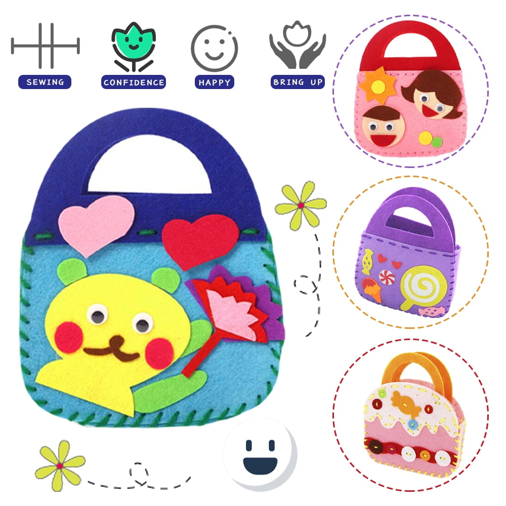 SHELLTON 4 Pack Kids Sewing Kits for Beginners（Handbag, Fun DIY Kids