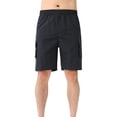 thumbnail image 2 of Vibrex Men's Shorts, Men's Solid Color Casual Elastic Waist Drawstring Pocket Shorts,Men's Shorts with Zipper Pockets Black_XL, 2 of 9