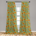 thumbnail image 5 of Ambesonne Floral Curtains, Calendula Flowers Cartoon, Pair of 28"x63", Pale Teal Orange, 5 of 5