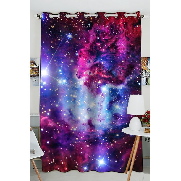 GCKG Galaxy Window Curtain,Galaxy Space,Universe Stars Grommet Blackout Curtain Room Darkening