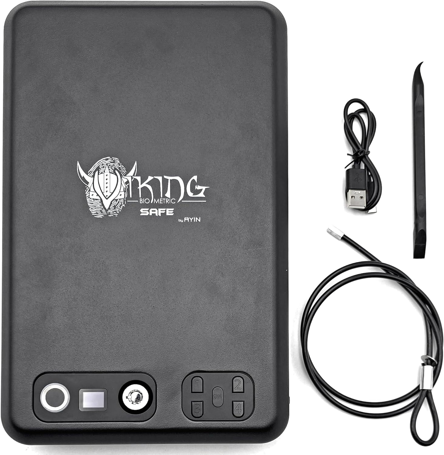 AYIN Viking Biometric Fingerprint Safe, Biometric Fingerprint Gun Safe with LCD Screen, New 2024 Model - 360 Degree Fingerprint Recognition, IP65 Weather Resistant