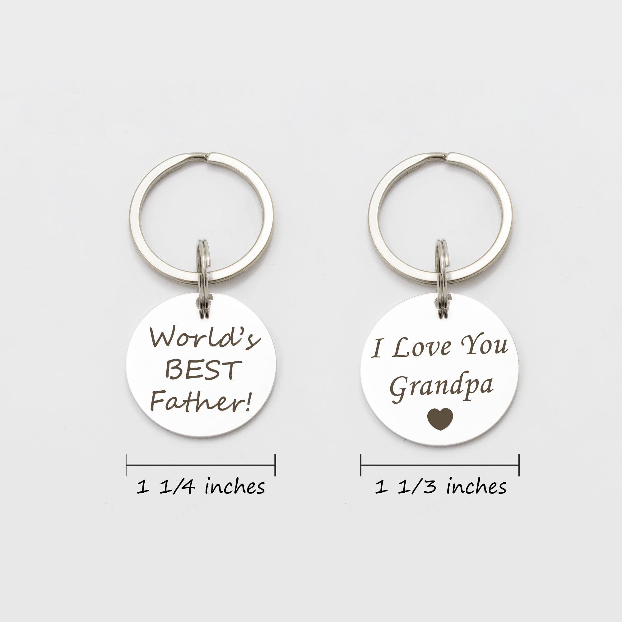 Fathers Day Gifts - Custom Keychain - Engraved Double Sides Round Keychain - I Love You Dad Keychain for Dad Fathers Day Gift Personalized
