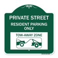 thumbnail image 1 of SignMission A-DES-GW-1818-23240 18 x 18 Po Signe de Série Designer - Rue Privée Signe Privé Rue Résident Parking Seulement Remorquer Zone avec Remorquage Graphique & 44; Vert & Blanc, 1 of 1