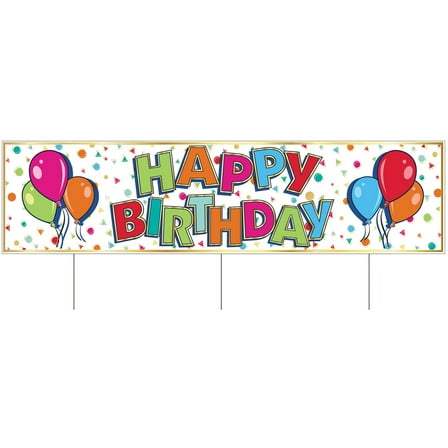 Beistle All Weather Jumbo Happy Birthday Yard Sign - Party Supply Decoration for Birthday
