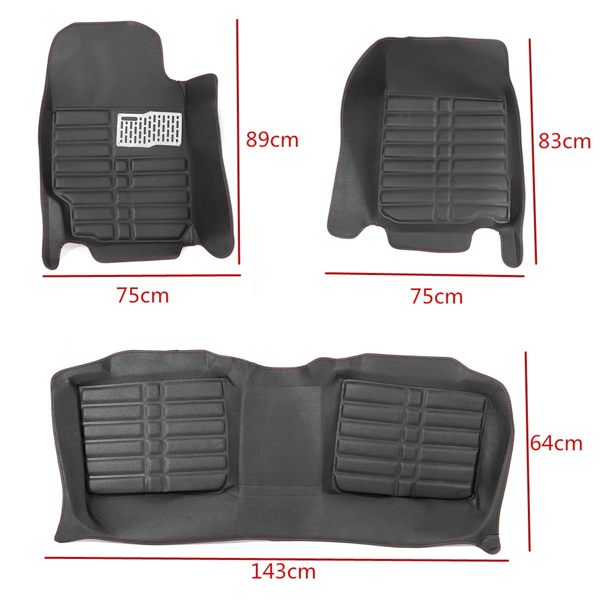 Black Brown Car Floor Leather Front Rear Liner Waterproof Mat For
