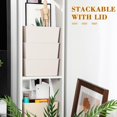 thumbnail image 5 of 4 Pcs Storage Bins with Lids Plastic Stackable Containers for Organizing Shelves Christmas Ornament Box Baskets(Beige,Large), 5 of 12