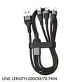 thumbnail image 3 of Type C Data Cable 200cm - Nylon Braided Cord for iPhone and Android Devices, 3A Fast Charging, High-Speed Data Transfer, Durable Design, 3 of 4