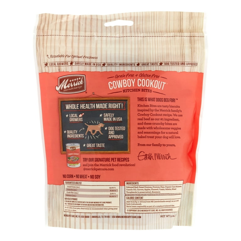 Merrick Kitchen Bites Cowboy Cookout Grain-Free Biscuits Dog Treats Merrick Kitchen Bites Cowboy Cookout Grain-Free Biscuits Dog Treats