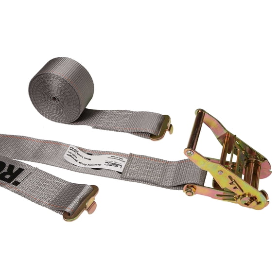 2" x 16' Gray Ratchet Strap w/Butterfly F Track Fittings