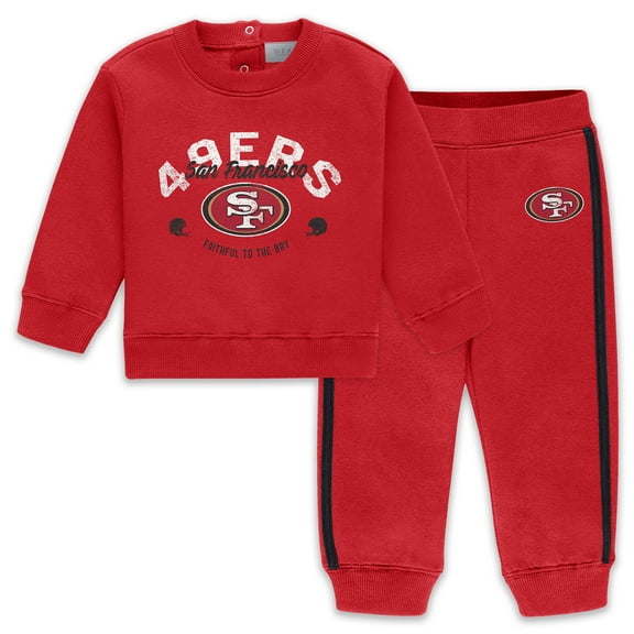 Infant & Newborn WEAR by Erin Andrews Scarlet San Francisco 49ers Fleece Crewneck and Pants Set