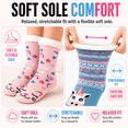 thumbnail image 3 of Muk Luks Kids Jacquard Knit Character Cabin Socks, 2 Pack, Soft Sole with Silicone Grippers, PNK/BLU, S/M, 3 of 8