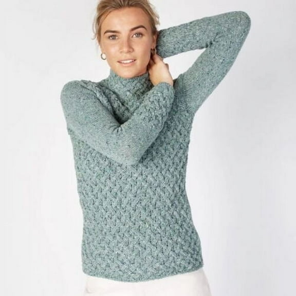 Irish Wool Sweater for Women, Ocean Mist Made By IrelandsEye - Size Large