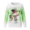 thumbnail image 4 of WEAIXIMIUNG Chandail en Molleton pour Femmes avec Poches Zippées Mode Hiver Décontracté Noël Bonhomme de Neige Flocon de Neige Imprimé Col Rond Manches Longues Sweat à Capuche, 4 of 4