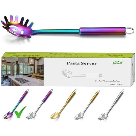 

ReaNea Rainbow Pasta Spoon Stainless Steel Spaghetti Spoon Server Spaghetti Noddle Fork