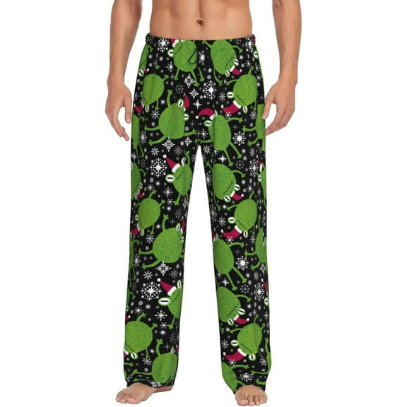 Susaid Frogs And Santa Hat Print Mens Pajama Pants Set Sleep & Lounge Pants, PJ Bottoms with Pockets and Button Fly-X-Large