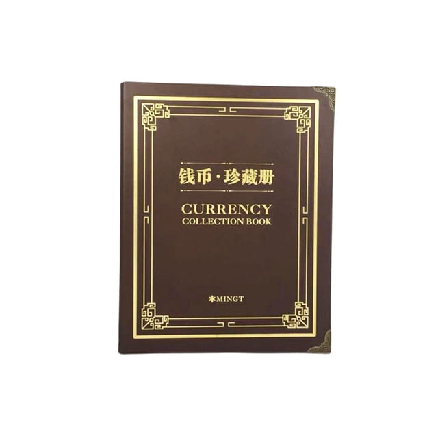 Álbum de billetes de papel, 30 páginas, billetes, 180 compartimentos, soporte para monedas, 6 ranuras, mangas de hojas sueltas, colector de Cuadernos de escritura y cuadernos de bocetos Marrón