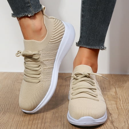 

Women‘s Lace-up Slip On Walking Shoes Lightweight Breathable Non Slip Running Shoes Comfortable Fashion Sneakers