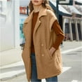 thumbnail image 2 of BiZtdJrK Womens 2025 Winter Fuzzy Fleece Jacket Fall Outdoor Sleeveless Sherpa Vest Solid Casual Button Lapel Cardigan Coats with Pockets Holiday Sales Brown XXL, 2 of 9