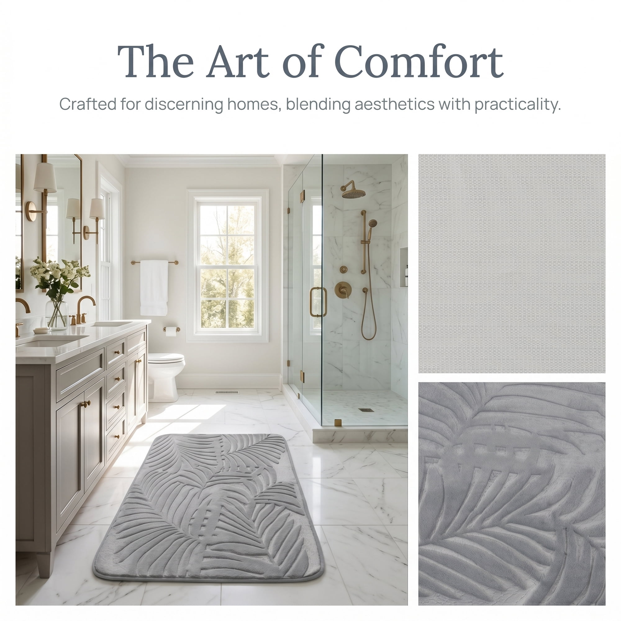 Unique Bargains Non Slip Absorbent Microfiber Plush Shaggy Bath Mat Gray 32" x 20"