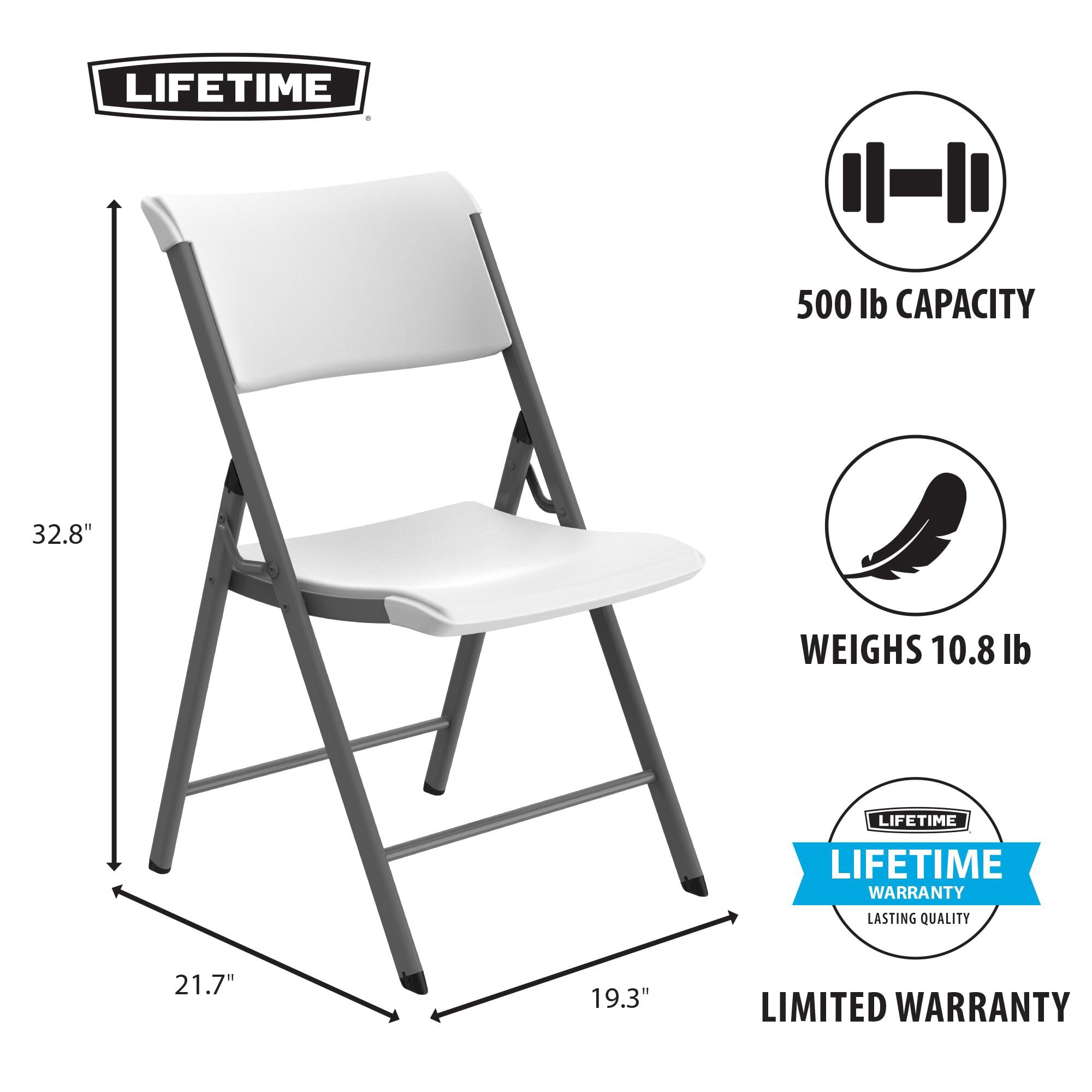 Lifetime A-Frame Folding Chair, White (Set of 4)-81170