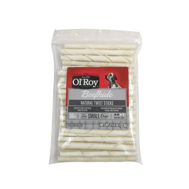 Ol Roy Rawhide Sticks Natural Beefhide, Chews for Dogs, 5", 11.4 oz, 50