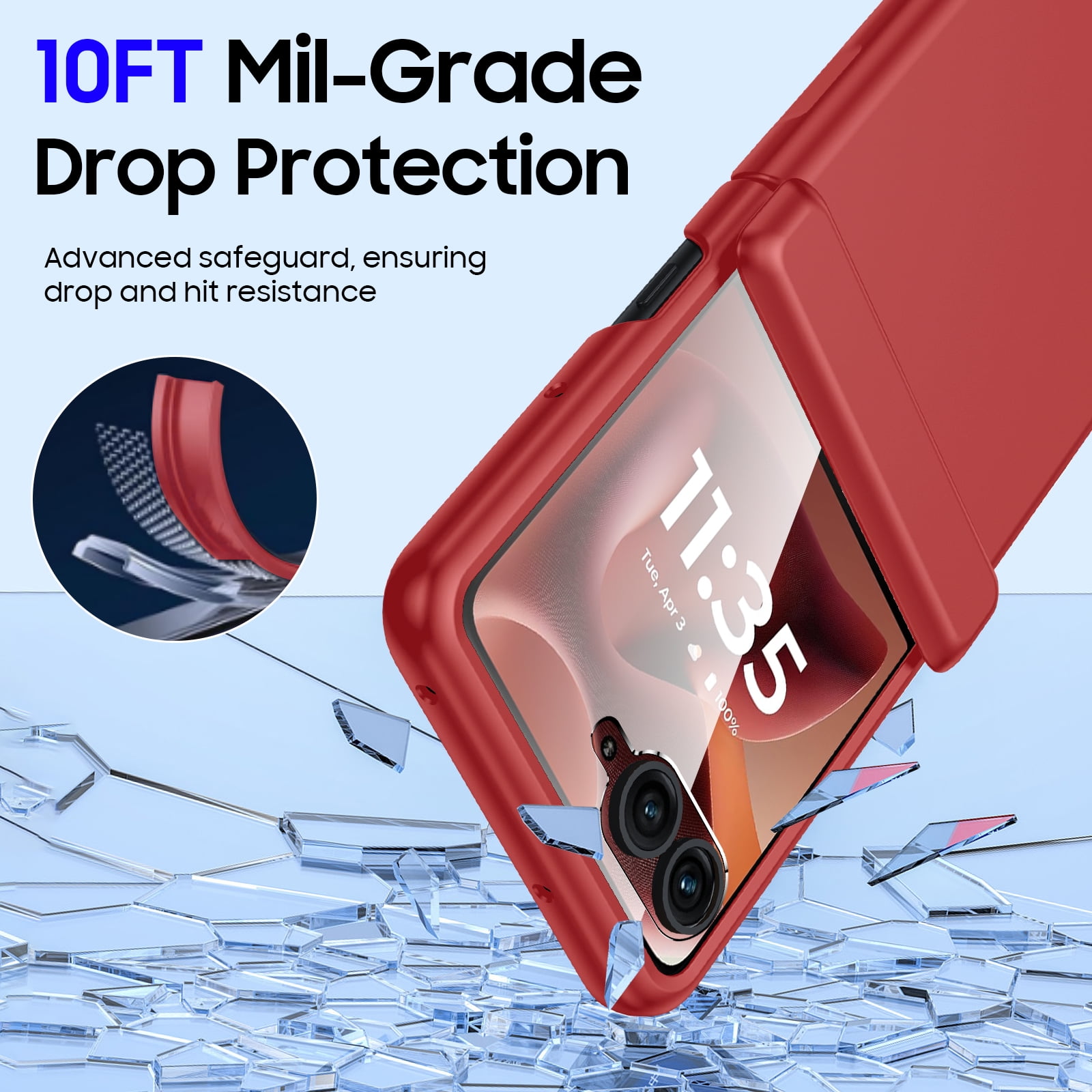 Oupeigar For Motorola Razr 60 Ultra Case With Hinge Protection,Built-in Screen Protector,Slim Full-Body Rugged Anti-Scratch Shockproof Protection Phone Case-Red