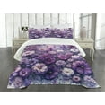 thumbnail image 2 of Ambesonne Purple Quilted Bedspread Set 3 Pcs, Cottagecore Floral Meadow, King Size, Lilac Lavender Quartz, 2 of 4
