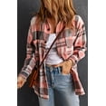 thumbnail image 1 of Women's Pink Plaid Button Up Patch Pocket Shirt, 1 of 5