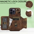 thumbnail image 3 of Mantto for iPhone 12 Pro / iPhone 12 6.1" PU Leather Wallet Case with Ring Holder Bracket, TPU Shockproof Credit Card Slots Holder Magnetic Buttons Cover, Full Corners Shockproof Protective Case,Brown, 3 of 16