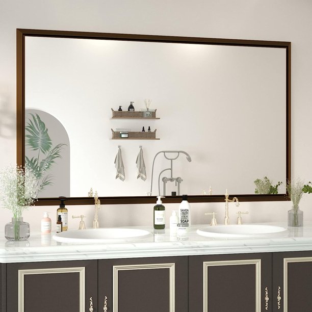 60x36 inch Bronze Bathroom Mirror for Wall, Rectangle Vanity Mirror