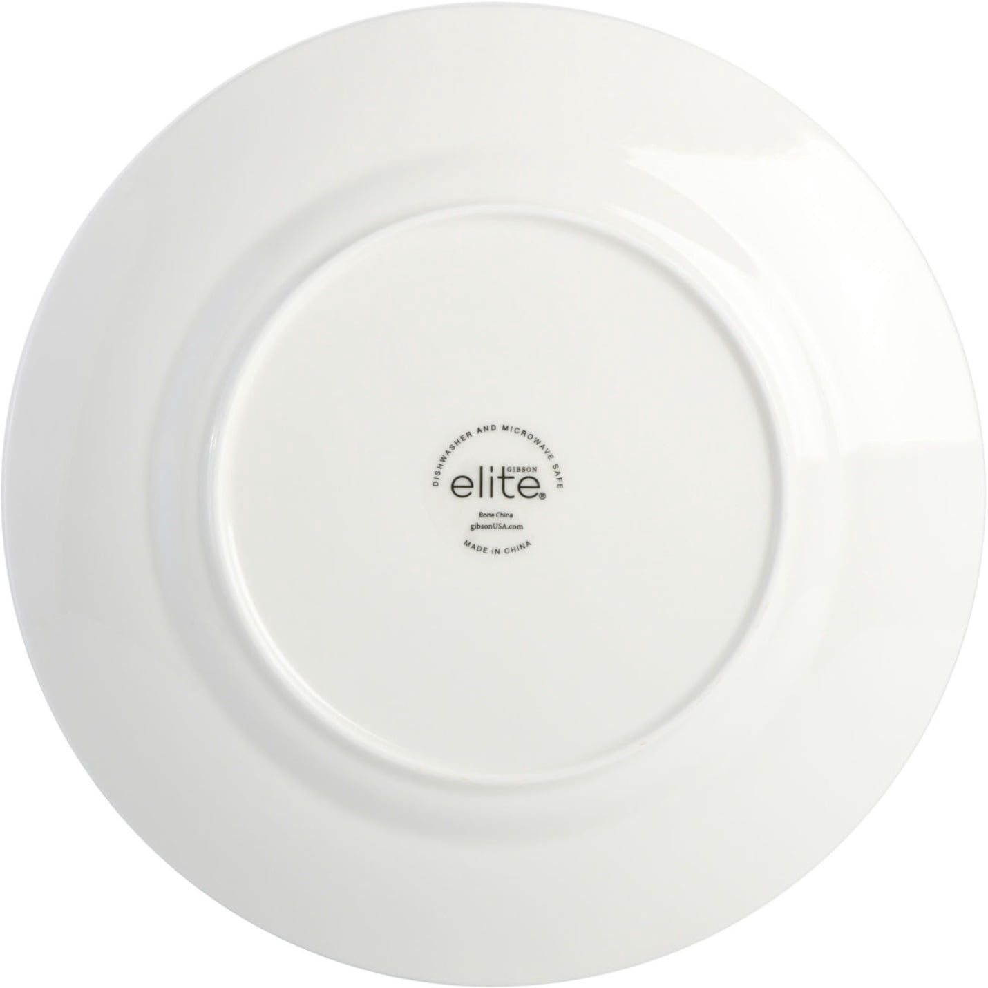 Gibson 9984516RM Elite Embossed Bone China Double Bowl Dinnerware Set, Service for 4 (16pcs), White