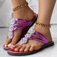 thumbnail image 3 of Mostsola Womens Trendy Flower Rhinestone Flat Sandals Casual Lightweight Flip Flops Summer Slides, 3 of 9