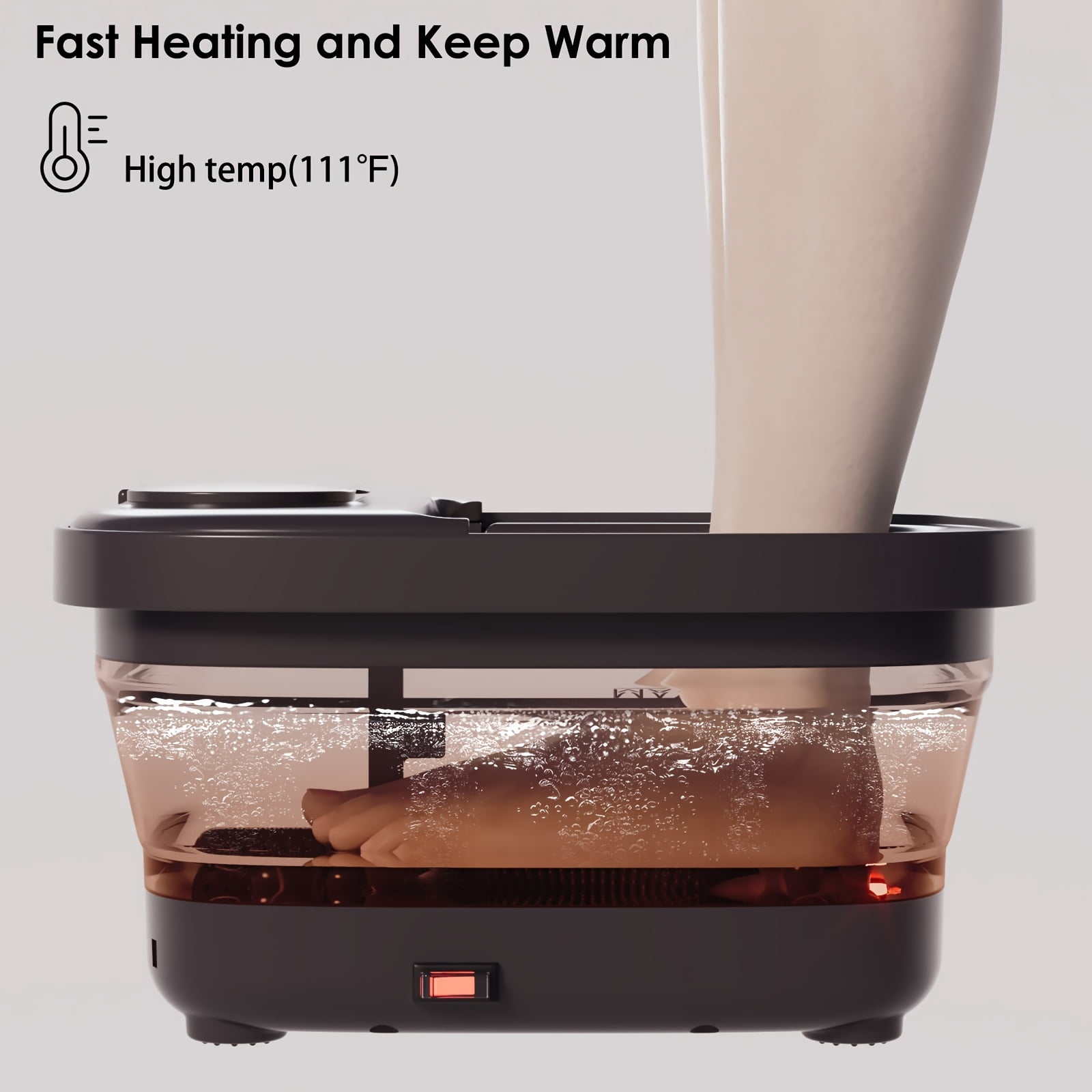 Remote temperature control collapsible foot spa. Foot bath with heat, bubble and massager, foot spa tub with 3 pedicure attachments, foot soak tub with handle，winter Christmas Gifts for women