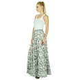 thumbnail image 2 of Bimba Long Flaired Cotton Skirt Boho Style Maxi Elastic Waist Bottoms, 2 of 6