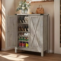Dextrus Farmhouse Shoe Cabinet with Barn Doors, 5-Tier Wood Shoe Storage Rack Organizer for Entryway/Hallway/Closet, Old Oak