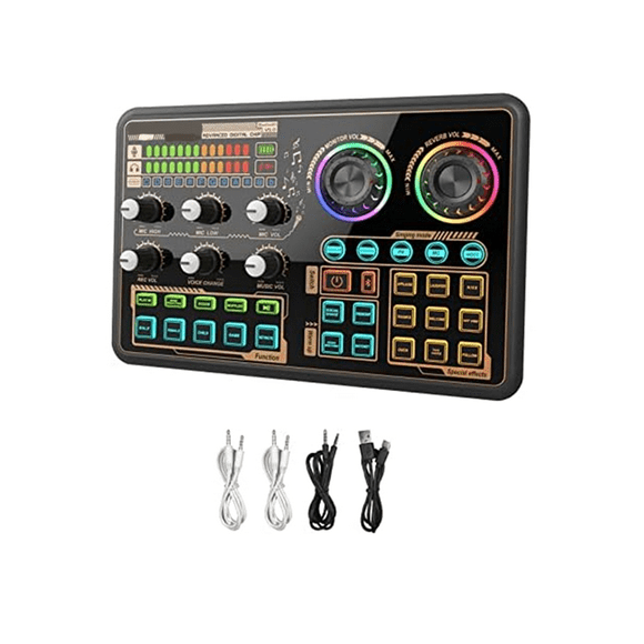 Sound Effects Board, Audio Interface, Live Sound Board for PC Microphone, Audio Mixer for Karaoke, Gaming