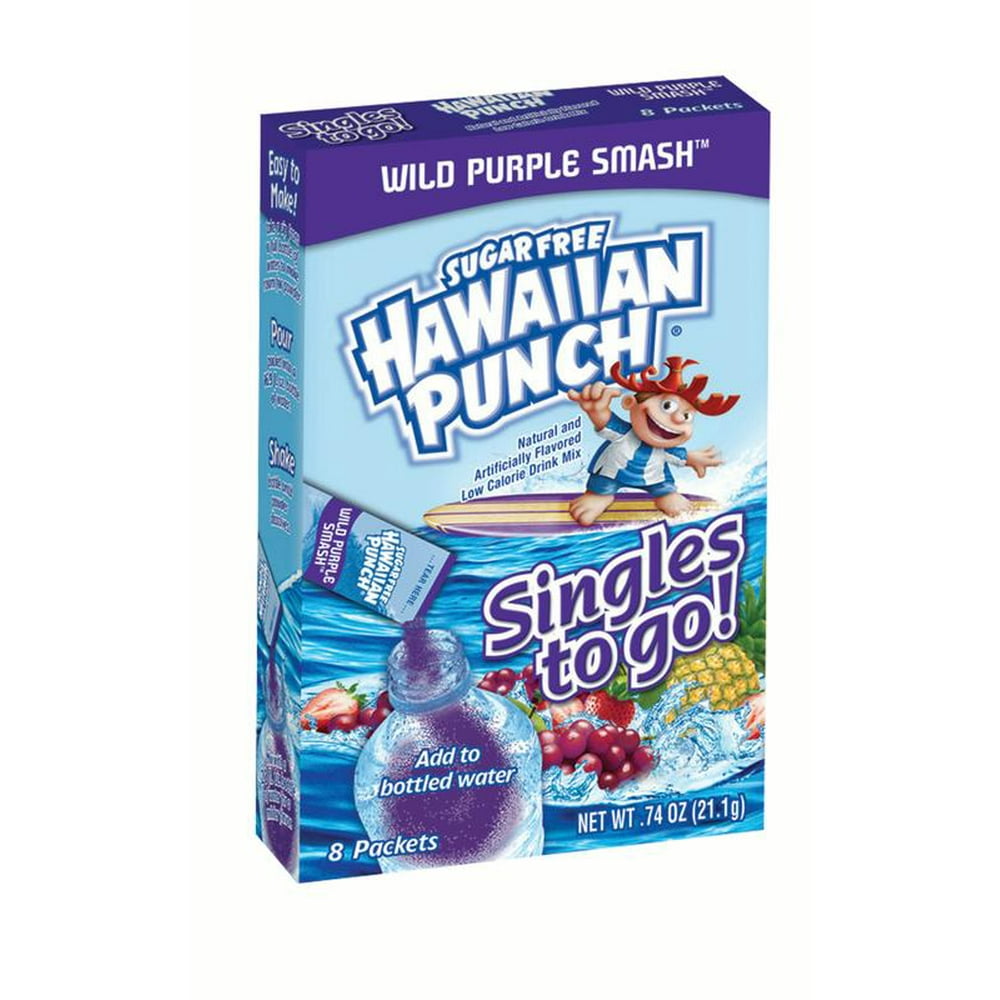 (8 Packets) Hawaiian Punch Wild Purple Smash Sugar Free, OnTheGo, Caffeine Free, Powdered