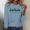 thumbnail image 2 of Christmas Sweatshirts for Women Plus Size Crew Neck Pullover Tops Casual Loose Cute Graphic Long Sleeve Shirt (Light Blue 2XL), 2 of 4