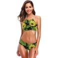 thumbnail image 2 of Dreamtimes Sunflowers Yellow Floral Leaves Swimsuits Padded Bikini Sets Sexy Swimwear for Women, Medium, 2 of 7