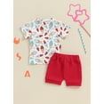 thumbnail image 6 of Raccmtaty Toddler Boy 4th of July Outfit Popsicle Print Pocket Short Sleeve T-Shirt with Solid Color Shorts for Independence Day, 6 of 9