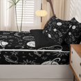 thumbnail image 5 of Manfei Cartoon Rocket Planets Zipper Queen Comforter Set with Fitted Sheet and 2 Pillowcases,Space Galaxy Zipper Bedding Set,Black White,Black Reversible,4pcs, 5 of 8